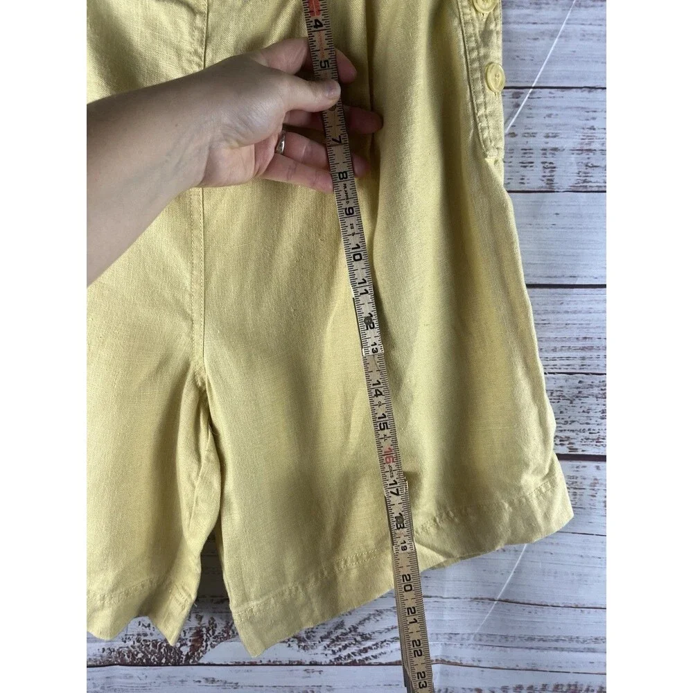 100% Linen Bermuda Women's Size L Yellow by debra Deroo
